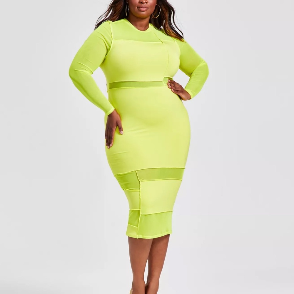 Nina Parker  Lime Green Bodycon Dress